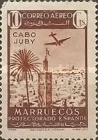 Airmail - Spanish Morroco Stamps Overprinted "CABO JUBY" — 10C, reddish brown