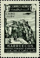 Airmail - Spanish Morroco Stamps Overprinted "CABO JUBY" — 15C, blackish green