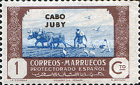 Spanish Morocco Postage Stamps Overprinted "CABO JUBY" — 1C, violet brown/light blue