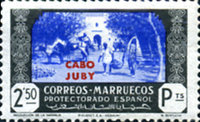 Spanish Morocco Postage Stamps Overprinted "CABO JUBY" — 2.50Pta, black/blue