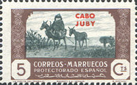 Spanish Morocco Postage Stamps Overprinted "CABO JUBY" — 5C, violet brown/greyish green