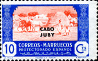 Spanish Morocco Postage Stamps Overprinted "CABO JUBY" — 10C, ultramarine/reddish orange