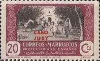 Spanish Morocco Postage Stamps Overprinted "CABO JUBY" — 20C, reddish purple/black