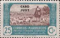Spanish Morocco Postage Stamps Overprinted "CABO JUBY" — 25C, light blue/violet brown