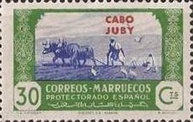 Spanish Morocco Postage Stamps Overprinted "CABO JUBY" — 30C, yellowish green/blue