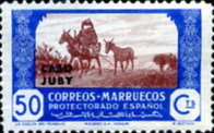 Spanish Morocco Postage Stamps Overprinted "CABO JUBY" — 50C, ultramarine/reddish brown