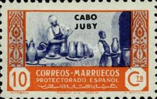 Spanish Morocco Postage Stamps Overprinted "CABO JUBY" — 10C, orange/blue
