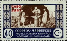 Spanish Morocco Postage Stamps Overprinted "CABO JUBY" — 40C, blue/brown