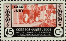 Spanish Morocco Postage Stamps Overprinted "CABO JUBY" — 45C, black/rose