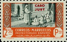 Spanish Morocco Postage Stamps Overprinted "CABO JUBY" — 2.50Pta, orange/greyish green