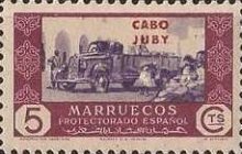Spanish Morocco Postage Stamps Overprinted "CABO JUBY" — 5C, violet brown/purple