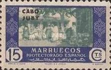 Spanish Morocco Postage Stamps Overprinted "CABO JUBY" — 15C, ultramarine/bluish green