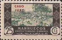 Spanish Morocco Postage Stamps Overprinted "CABO JUBY" — 25C, black/greyish green