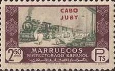Spanish Morocco Postage Stamps Overprinted "CABO JUBY" — 2.50Pta, brownish violet/green