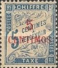 French Postage Due Stamps Surcharged — 5/5C, dull blue, Red overprint
