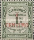 French Postage Due Stamps Surcharged — 1/1C, olive green