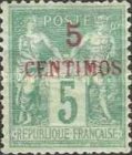 French Postage Stamps Surcharged — 5/5C, green, Carmine overprint