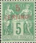 French Postage Stamps Surcharged — 5/5C, green, Red overprint