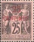 French Postage Stamps Surcharged — 25/25C, black, Carmine overprint