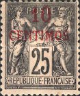 French Postage Stamp Surcharged - Not issued — 10/25C, black