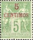 French Postage Stamps Surcharged — 5/5C, light green, "N" in "INV" Below "B" in "REPUBLIQUE"
