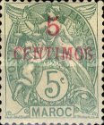 French Postage Stamps Surcharged — 5/5C, greenish