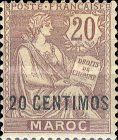 French Postage Stamps Surcharged — 20/20C, brownish purple