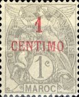 Inscription: "MAROC" - Surcharged — 1/1C, grey