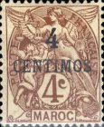Inscription: "MAROC" - Surcharged — 4/4C, dull brown