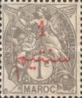 Inscription: "MAROC" - Surcharged — 1(C), grey