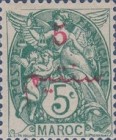 Inscription: "MAROC" - Surcharged — 5(C), light green