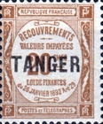 French Postage Due Stamps Overprinted — 20C, olive brown