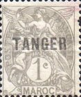 Inscription: "MAROC" - Overprinted "TANGER" — 1C, blackish grey/grey