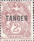Inscription: "MAROC" - Overprinted "TANGER" — 2C, purple brown