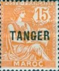 Inscription: "MAROC" - Overprinted "TANGER" — 15(C), orange