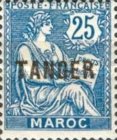 Inscription: "MAROC" - Overprinted "TANGER" — 25(C), blue