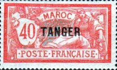Inscription: "MAROC" - Overprinted "TANGER" — 40(C), red/blue
