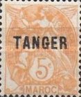 Inscription: "MAROC" - Overprinted "TANGER — 5C, orange