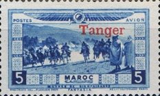 Airmail - Morocco Postage Stamps Overprinted "TANGER" & Surcharged — 5+5 (C), blue
