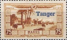 Airmail - Morocco Postage Stamps Overprinted "TANGER" & Surcharged — 75+75 (C), reddish brown