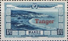 Airmail - Morocco Postage Stamps Overprinted "TANGER" & Surcharged — 1.50+1.50 Fr, blue