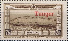 Airmail - Morocco Postage Stamps Overprinted "TANGER" & Surcharged — 2+2 Fr, brown