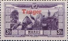 Airmail - Morocco Postage Stamps Overprinted "TANGER" & Surcharged — 3+3 Fr, violet