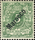 German Empire Postage Stamps Overprinted "Marocco" - Not Issued — 5Pf, emerald green