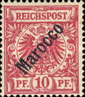 German Empire Postage Stamps Overprinted "Marocco" - Not Issued — 10Pf, carmine
