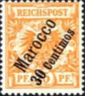 German Empire Postage Stamps Surcharged — 30/25C/Pf, orange yellow