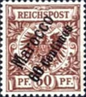 German Empire Postage Stamps Surcharged — 60/50C/Pf, reddish brown