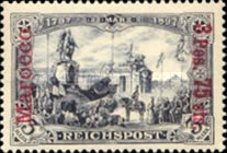 German Empire Postage Stamps Surcharged — 3P75/3P/C/M, dark violet