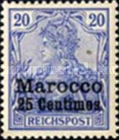 German Empire Postage Stamps Surcharged — 25/20C/(Pf), blue