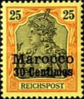 German Empire Postage Stamps Surcharged — 30/25C/(Pf), orange/black